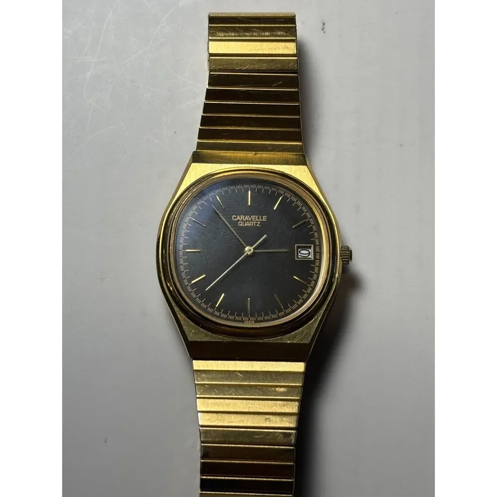 Vintage Caravelle by Bulova Men's Gold-Tone Quartz Watch — New Battery!